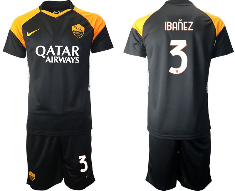 Men 2020-2021 club Rome away #3 black Soccer Jerseys